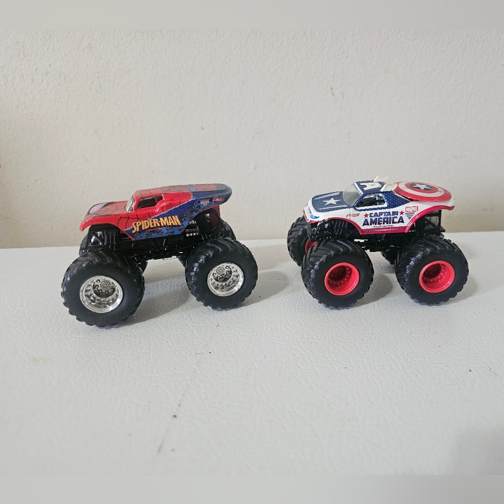 Hot Wheels Marvel Spider-Man and Captain America Monster Trucks